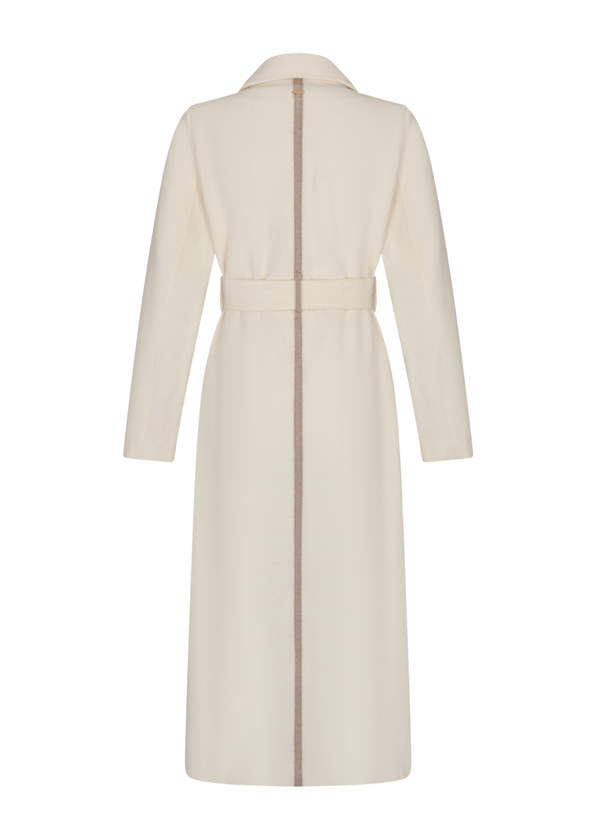 CLANE・RIB COLLAR WOOL LONG COAT・Ivory HARA LINE TRENCH COAT - WHITE - Hara Concept