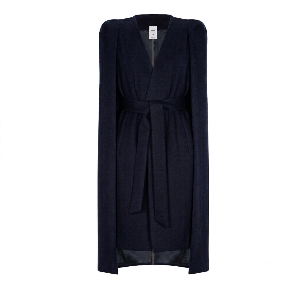 HARA LINE CAPE COAT - NAVY BLUE