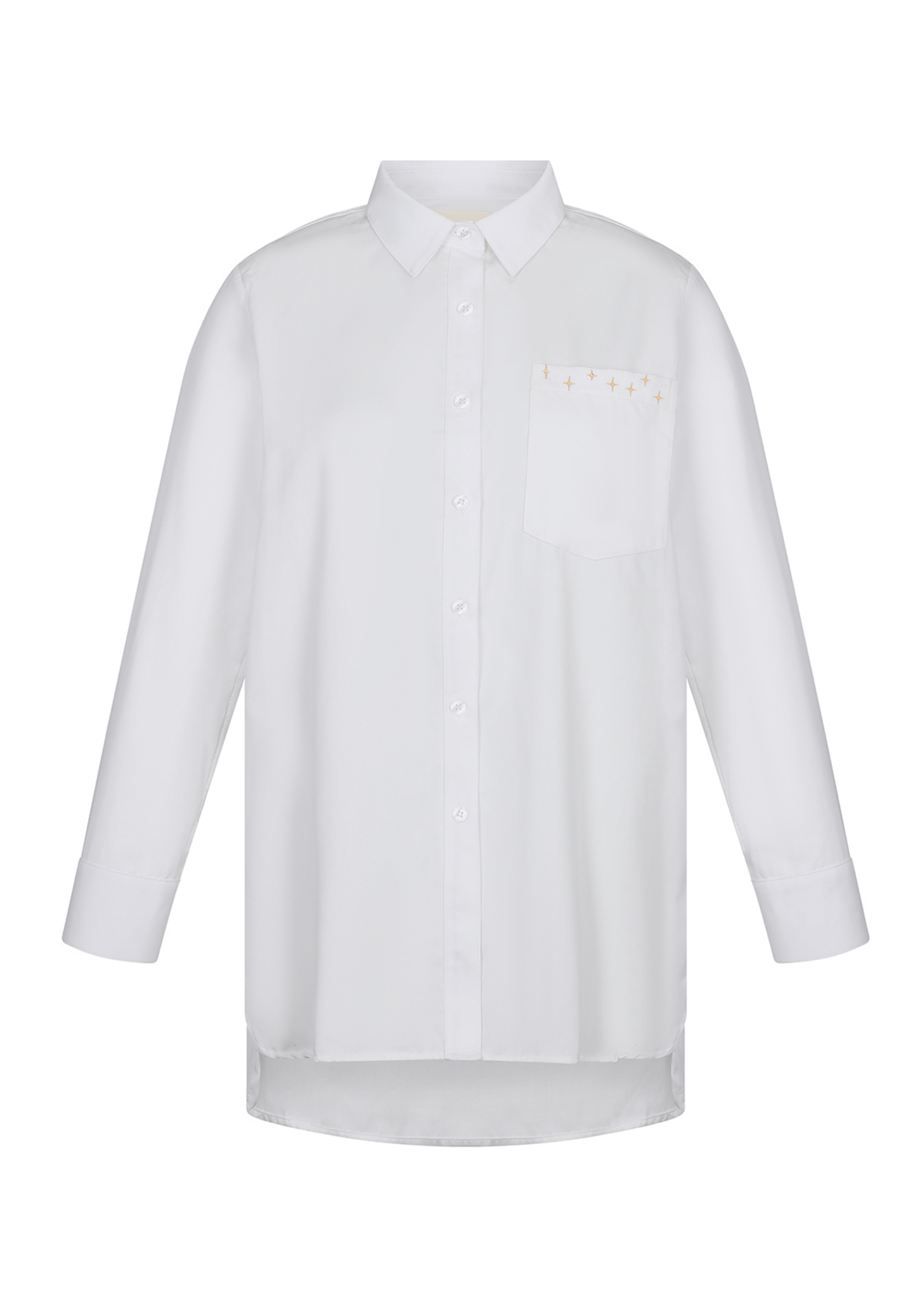 INNER GODDESS SATIN BUTTON-UP SHIRT - WHITE/CAMEL